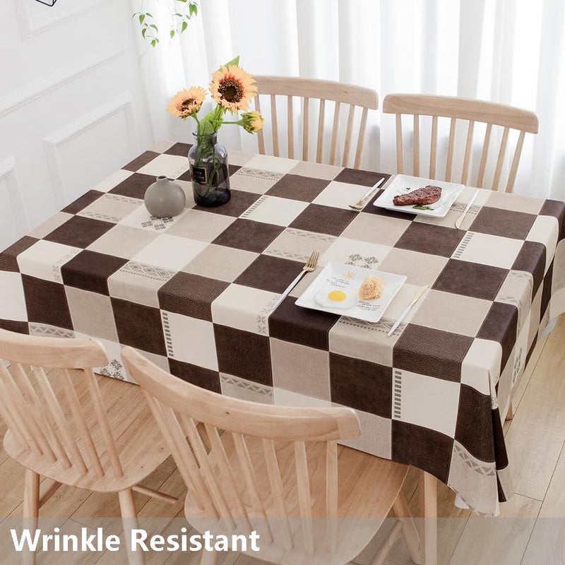 TruDelve Heavy Duty Vinyl Table Cloth Plastic Table Cloth Waterproof Wipeable PVC Plastic Tablecloths for Rectangle Tables (54'' x 84'', Lattice-2) - Image 3
